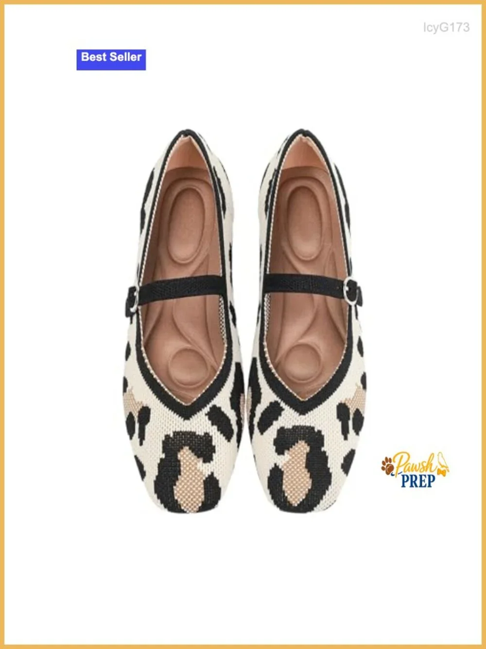 Women's Square Toe Knit Ballet Flats with Adjustable Ankle Strap, Washable Mary